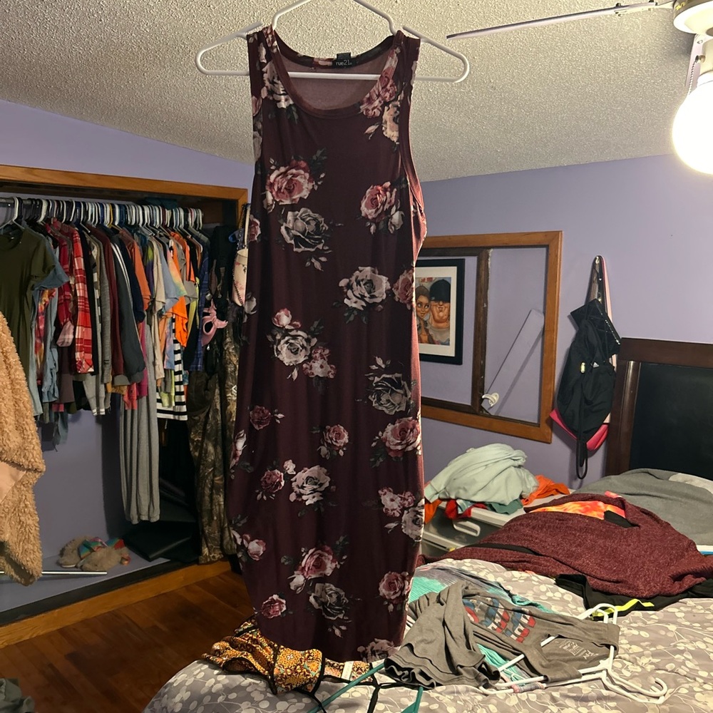 Burgundy colored flower dress